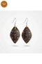 100% Handmade Copper |   Copper Gray Orange Leaf Pattern Dangle Earrings |   100% Handmade Copper 78
