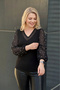 Blouse with Scattered Pearls on Sleeves