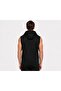 Men's Black Zippered Hooded Kangaroo Pocket Sleeveless Interlock Vest-Y1142 - 3
