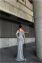 Women's special design strapless slit fishtail evening dress - 8