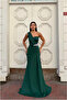 Women's one-shoulder evening gown with stone embellishments - 2