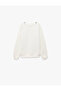 Bow Detailed Long Sleeve Crew Neck Ribbed Sweatshirt - 4