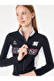 Cotton Slim Fit Zipper Long Sleeve Stand Collar T-Shirt - 2