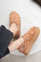 Miraa Design Fur Embroidered Slippers with Velcro Detail - 3