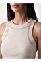 Trendlucky Women's Oval Collar Stoned Undershirt with a Difference in Color - 3