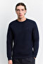 Men's Navy Blue Crew Neck Easy-Iron Regular Fit Sweatshirt B001035 - 5