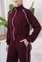 Women's Piping Detailed Zippered High Collar Two-Piece Tracksuit Set - 3