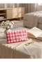 Red Heart Gingham Patterned Zippered Pen Holder Glasses Case - 3