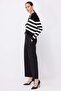 Women's High Waist Fabric Trousers with Front Pile Detail - 3