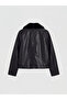 Lcw Vision Black Fur Collar Women's Leather Look Jacket - 7