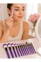 12-piece purple makeup brush set and eyebrow trimmer kit - women's makeup and personal care set - 2