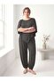 Women's Plus Size Two-Piece Set Lyocell Bat Sleeve Balloon Leg Pants Anthracite - 2