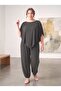 Women's Plus Size Two-Piece Set Lyocell Bat Sleeve Balloon Leg Pants Anthracite - 6