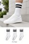 White Unisex 3-Pack Cotton Striped College Socks Set - 2