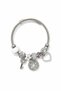 Stainless Steel Heart Key Charm Bracelet for Women - Flower Motif Charm Jewelry with Pearls - 2