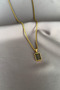 Brown Line Detailed Rectangular Stone Steel Necklace - 2