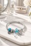 Stainless Steel Butterfly Charm Bracelet for Women - Crystal Beaded Charm Jewelry