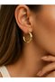 Women's Gold Color Thick Hoop Earrings – Modern Curved Design Stylish Earrings - 2