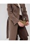 Pocketed Belted Long Cashmere Coat Mink - 5
