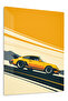 Yellow Classic Coupe Retro Road Metal Wall Art
