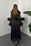 Black Ruffled Blouse and Elastic Skirt Set - 5
