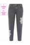 Plus Size High Waist Floral Lace and Pearl Detailed Denim Women's Trousers - 2