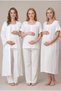 Women's Ecru Muslin Cotton Fabric Short Sleeve Buttoned Maternity Nightgown with Nursing Detail and Pajama Set