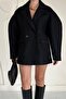 Black oversize two button cashmere coat - 2