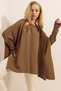 Women's Milk Coffee Oversized Slit Poncho Sweater - 3