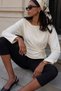 New Season Boat Neck Gathered Accessory Detail Textured Women's Blouse 52115185 - 3