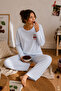 Women's Cotton Long Sleeve Cherry Printed Striped Pajama Set