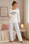 Women's Cotton Long Sleeve Dog Printed Striped Patterned Pajama Set