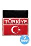 Turkish Flag Turkey Written Embroidery Emblem Rectangular Velcro 5X7 cm 5 Pieces - 3