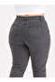 Plus Size Washed Denim Lace Appliqué Pearl Stone Detailed Women's Trousers - 5