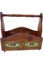Latas Vintage Hand Carved Wood and Tiles design Newspaper/Magazine Rack Storage Basket