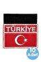 Turkish Flag Turkey Written Embroidery Emblem Rectangular Velcro 5X7 cm 10 Pieces - 5