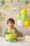 Dinosaur Themed Yellow Glitter Number Candle and Balloon Stand Set - Boy's Birthday Party Decorations (0-9 Years Old) - 4