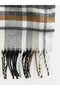Esvab • Modern & Distinctive Tassel Detailed Checkered Embroidered Men's Scarf - 3