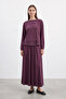 Chiffon Detailed Modal Skirt Suit Plum 14420