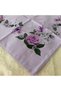 Patterned Stitched Unlined Writing Tulle Yemeni Foulard Scarf 100X100 Cm, Middle Part Empty - 4