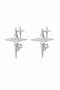 Zircon Stone Silver Color Star Earrings - 3