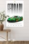Green Ferrari Supercar Poster Metal Wall Art - 4