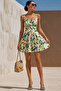 Women's crepe fabric v-neck mini slip dress