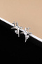 Zircon Stone Silver Color Star Earrings - 2