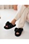 Gold Polka Dot Plush Home Slippers with Bow