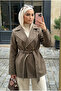 Women's Belted Short Trench Coat – Seasonal Hijab Jacket - 4