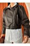 Women's Belted Zippered Leather Biker Jacket - 2