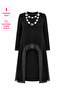 Plus Size Mesh Detailed Asymmetrical Cut Double Women's Dress with Accessory Necklace - 2