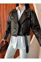 Women's Belted Zippered Leather Biker Jacket - 5
