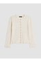 Lcw Modest Ecru Crew Neck Women's Knitwear Cardigan - 5